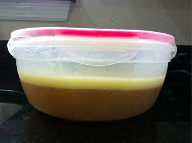 Broth in container after cooling